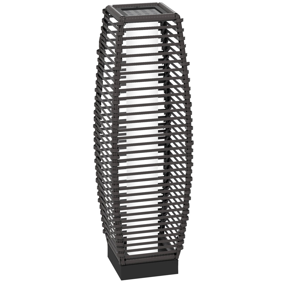 Rattan Solar Garden & Pathway Lantern with Auto On/Off LED Lighting, Gray