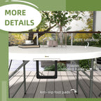 Φ48" Folding Patio Table, Outdoor HDPE Picnic Round Table for 6 with Metal Frame, White