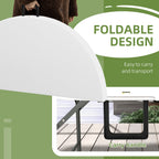 Φ48" Folding Patio Table, Outdoor HDPE Picnic Round Table for 6 with Metal Frame, White