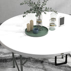 Φ48" Folding Patio Table, Outdoor HDPE Picnic Round Table for 6 with Metal Frame, White