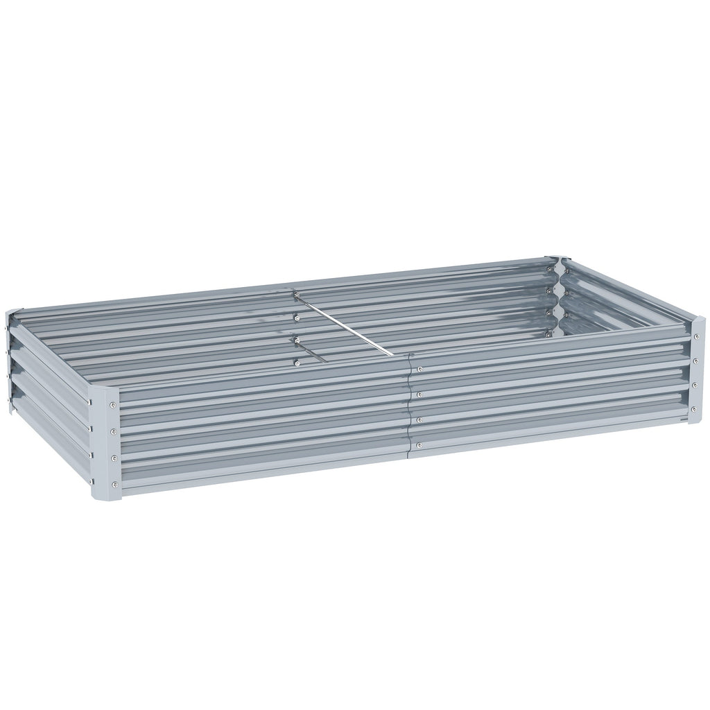 6' x 3' x 1' Galvanized Raised Garden Bed with Open Bottom, Silver