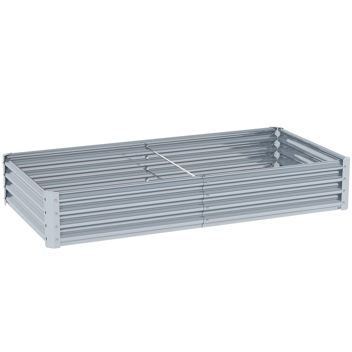 6' x 3' x 1' Galvanized Raised Garden Bed with Open Bottom, Silver