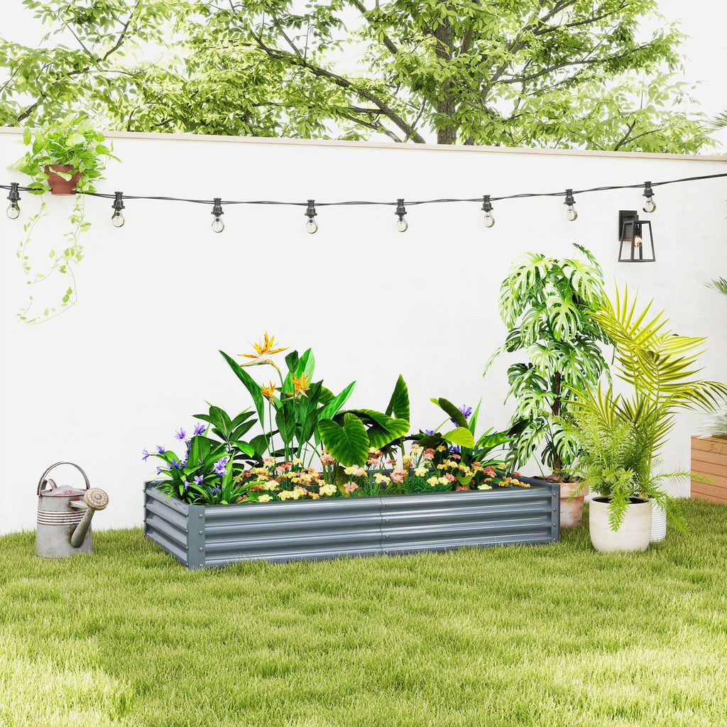 6' x 3' x 1' Galvanized Raised Garden Bed with Open Bottom, Silver