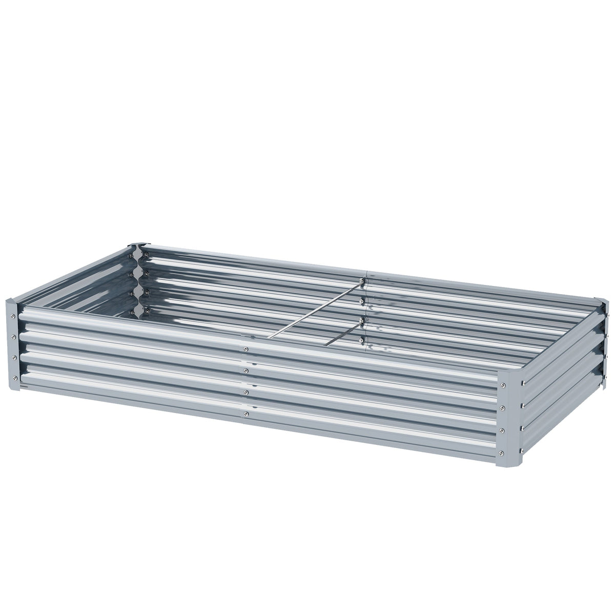 6' x 3' x 1' Galvanized Raised Garden Bed with Open Bottom, Silver