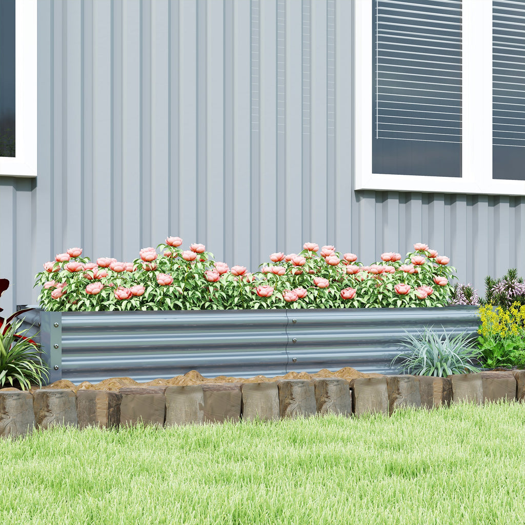 6' x 3' x 1' Galvanized Raised Garden Bed with Open Bottom, Silver