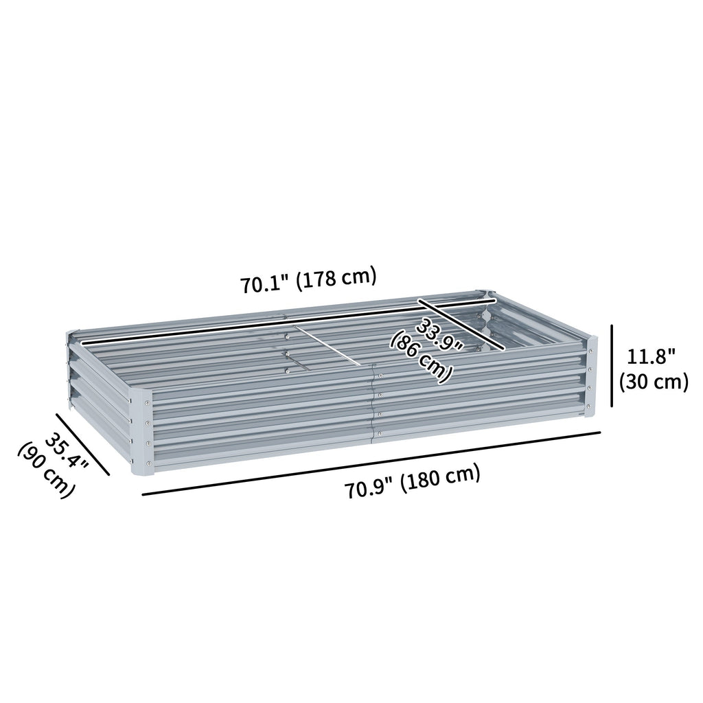 6' x 3' x 1' Galvanized Raised Garden Bed with Open Bottom, Silver