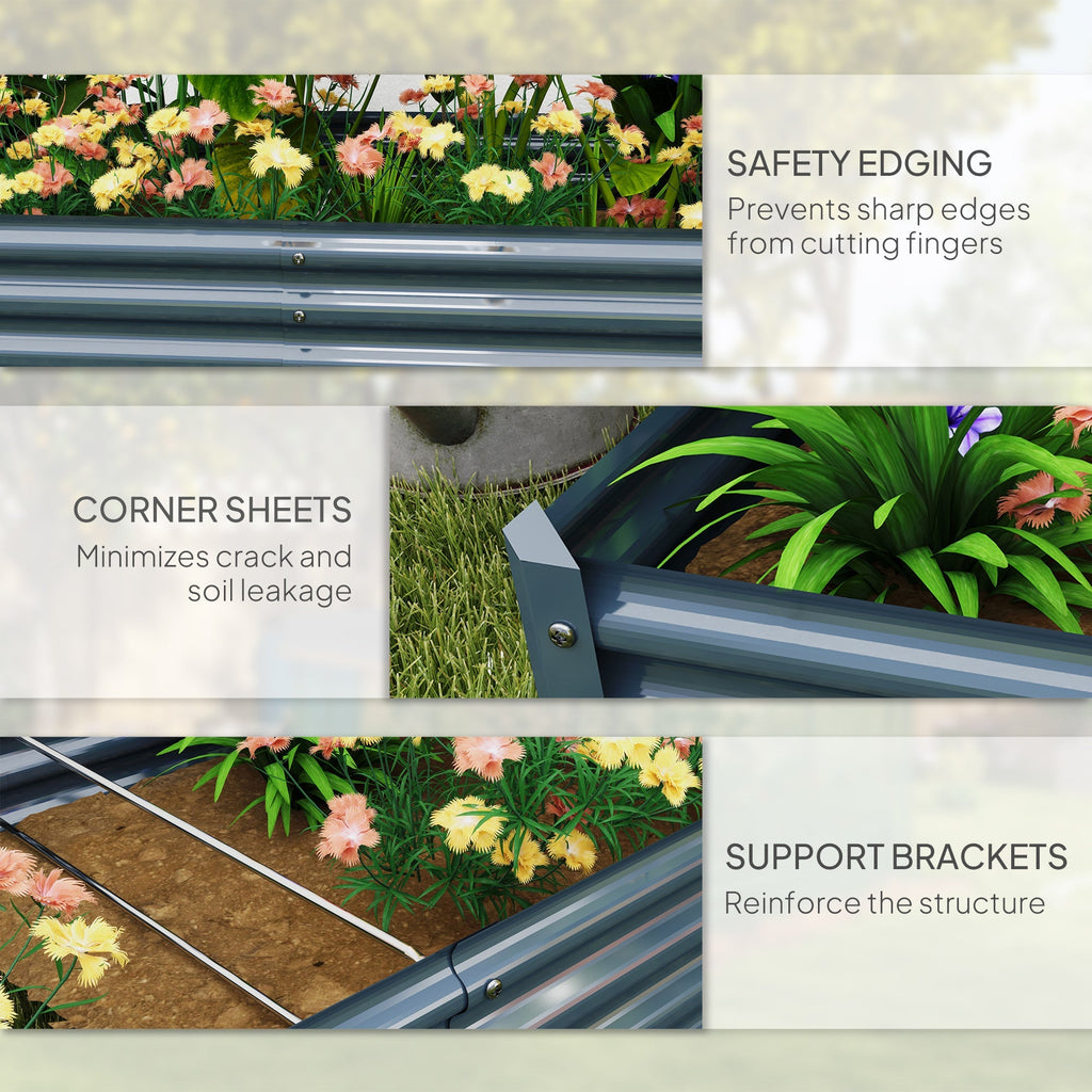 6' x 3' x 1' Galvanized Raised Garden Bed with Open Bottom, Silver