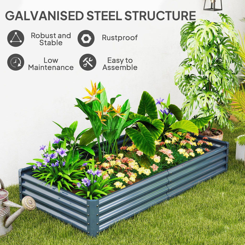 6' x 3' x 1' Galvanized Raised Garden Bed with Open Bottom, Silver
