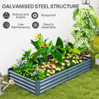 6' x 3' x 1' Galvanized Raised Garden Bed with Open Bottom, Silver