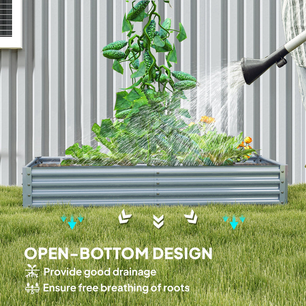 6' x 3' x 1' Galvanized Raised Garden Bed with Open Bottom, Silver