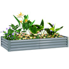 6' x 3' x 1' Galvanized Raised Garden Bed with Open Bottom, Silver