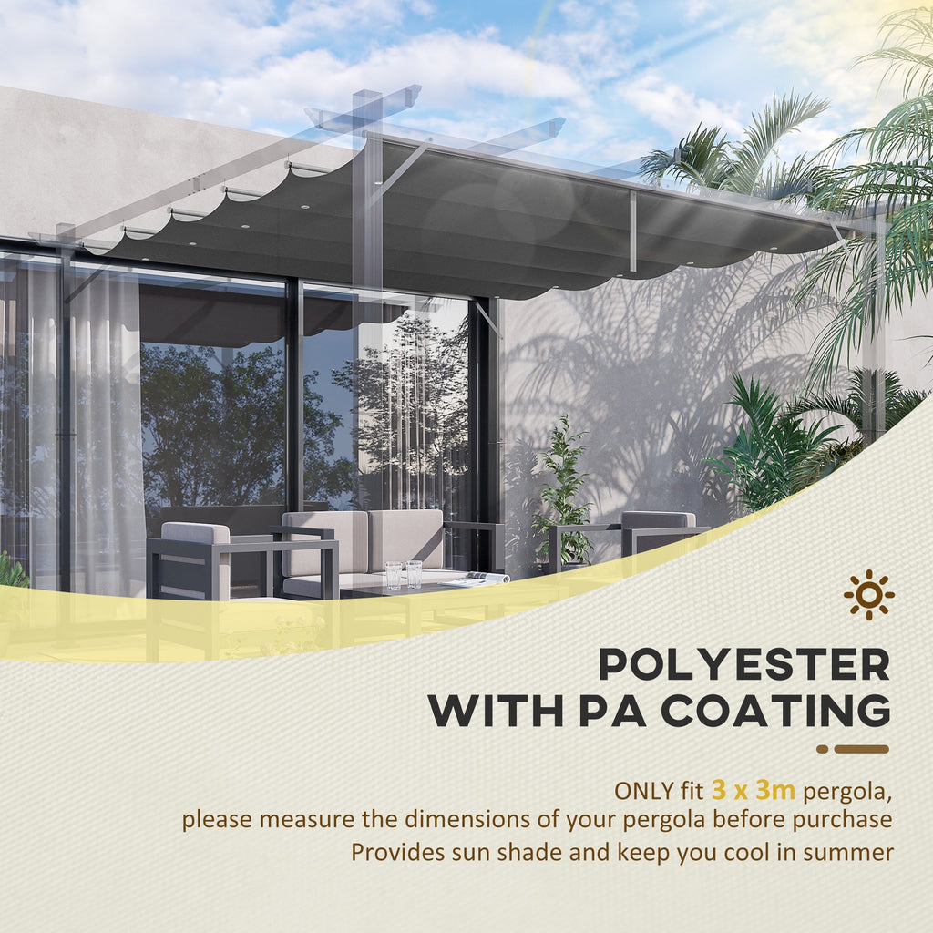 Retractable Replacement Pergola Canopy for 10' x 10' Pergola, Dark Grey