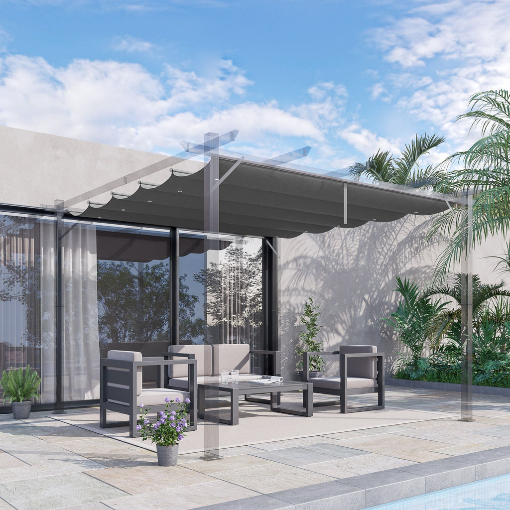 Retractable Replacement Pergola Canopy for 10' x 10' Pergola, Dark Grey