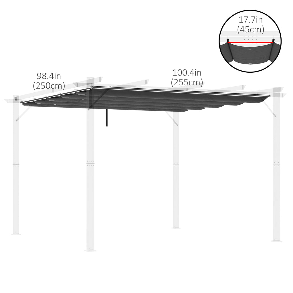 Retractable Replacement Pergola Canopy for 10' x 10' Pergola, Dark Grey