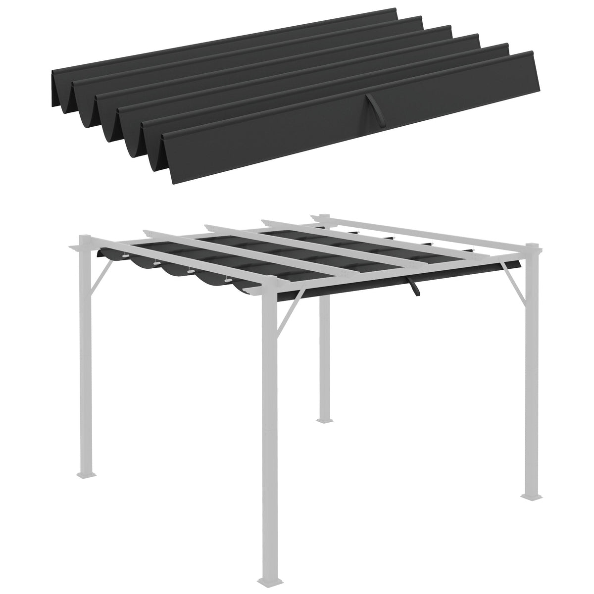 Retractable Replacement Pergola Canopy for 10' x 10' Pergola, Dark Grey