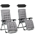 Reclining Zero Gravity Chair Set of 2, Folding Garden Chairs Set w/ Cushion, Dark Grey