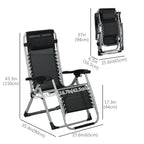 Reclining Zero Gravity Chair Set of 2, Folding Garden Chairs Set w/ Cushion, Dark Grey
