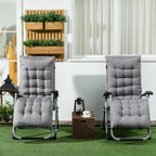 Reclining Zero Gravity Chair Set of 2, Folding Garden Chairs Set w/ Cushion, Dark Grey