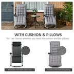 Reclining Zero Gravity Chair Set of 2, Folding Garden Chairs Set w/ Cushion, Dark Grey