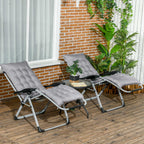 Reclining Zero Gravity Chair Set of 2, Folding Garden Chairs Set w/ Cushion, Dark Grey