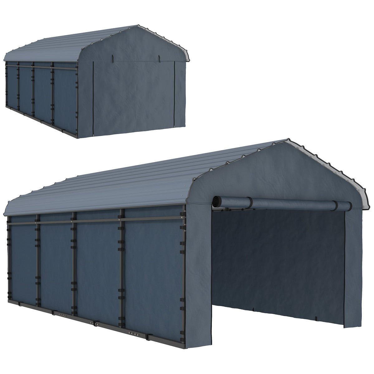 Onward 12' x 20' Heavy Duty Metal Carport with Galvanized Roof & Removable Sidewalls