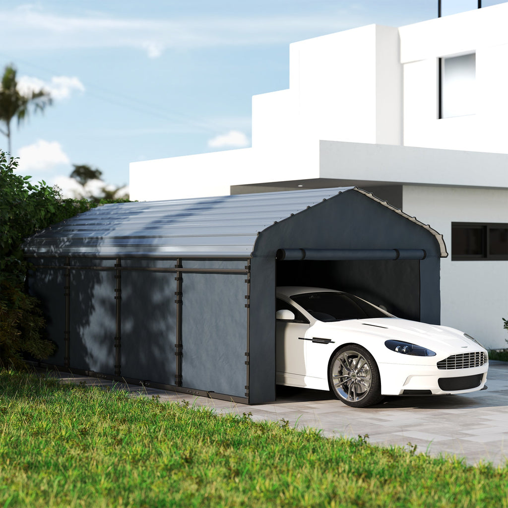 Onward 12' x 20' Heavy Duty Metal Carport with Galvanized Roof & Removable Sidewalls