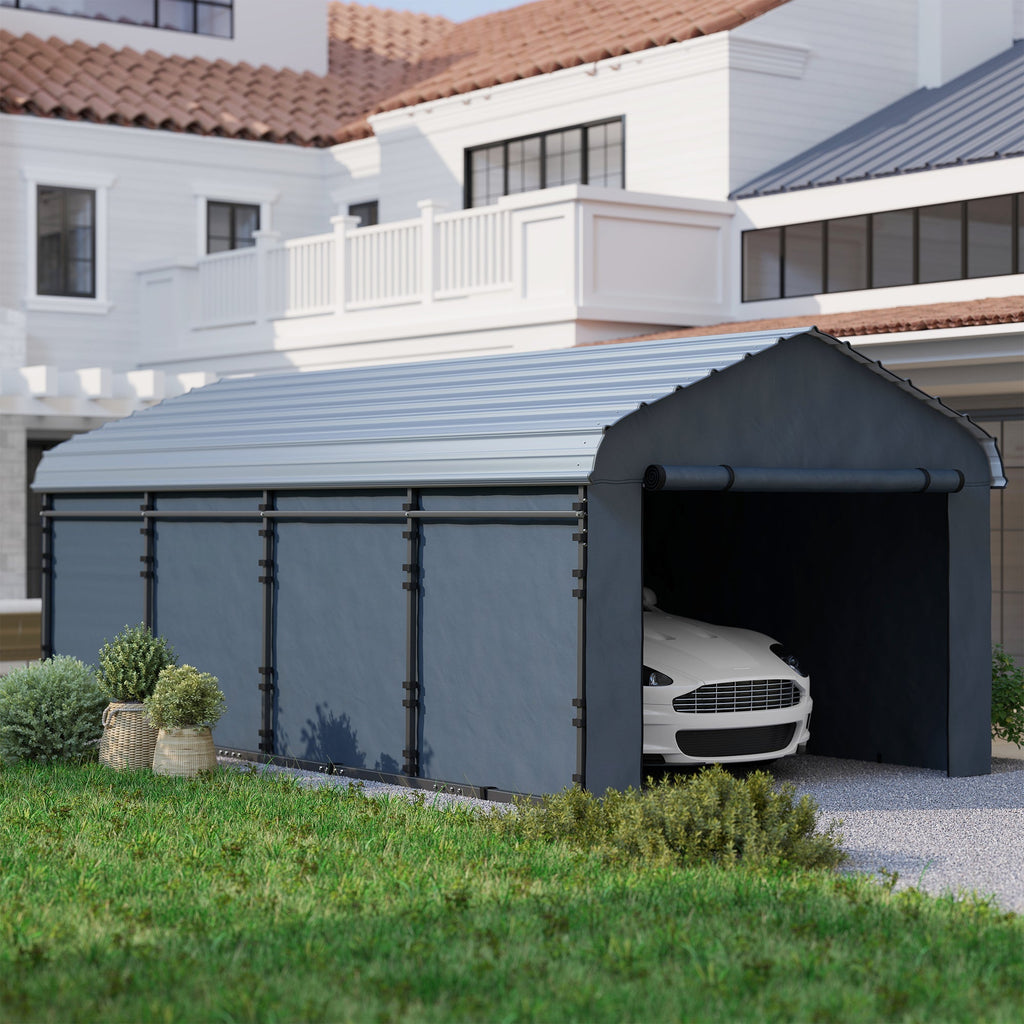 Onward 12' x 20' Heavy Duty Metal Carport with Galvanized Roof & Removable Sidewalls