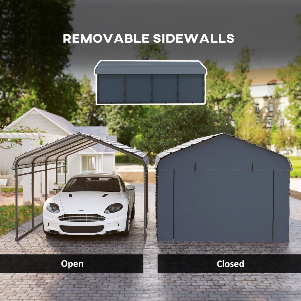 Onward 12' x 20' Heavy Duty Metal Carport with Galvanized Roof & Removable Sidewalls