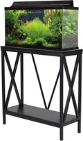 Aquatic Fundamentals 29-37 Gallon Black Steel X-Frame Aquarium Stand with lower shelf