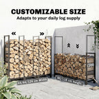 4 ft Firewood Rack with Customizable Width & Height, Cable Reinforcement, 616 lb Capacity, Black