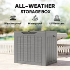 Outsunny 93L Plastic Garden Storage Box, Outdoor Storage Box with Handles, Waterproof Outdoor Storage Container, Khaki