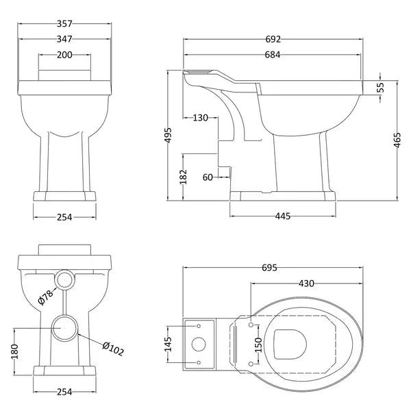Fitzroy Comfort Height Pan - 495mm