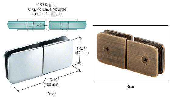 CRL Traditional Style Movable Glass-to-Glass Transom Glass Clamp