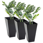 Set of 3 Tall Planters with Drainage Hole, 28" Outdoor Flower Plant Pots, Indoor Planters for Porch Patio and Deck, Black