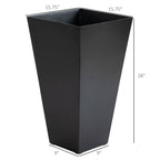 Set of 3 Tall Planters with Drainage Hole, 28" Outdoor Flower Plant Pots, Indoor Planters for Porch Patio and Deck, Black