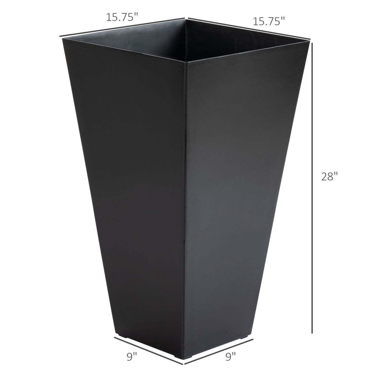 Set of 3 Tall Planters with Drainage Hole, 28" Outdoor Flower Plant Pots, Indoor Planters for Porch Patio and Deck, Black