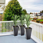 Set of 3 Tall Planters with Drainage Hole, 28" Outdoor Flower Plant Pots, Indoor Planters for Porch Patio and Deck, Black