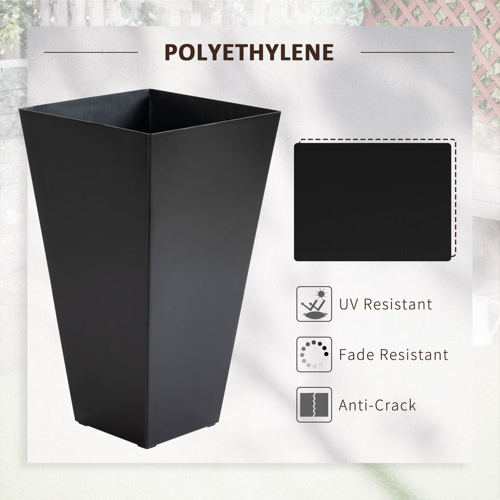 Set of 3 Tall Planters with Drainage Hole, 28" Outdoor Flower Plant Pots, Indoor Planters for Porch Patio and Deck, Black