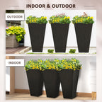 Set of 3 Tall Planters with Drainage Hole, 28" Outdoor Flower Plant Pots, Indoor Planters for Porch Patio and Deck, Black