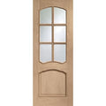 Riviera Internal Oak Door With Raised Mouldings and Clear Bevelled Glass