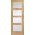 Shaker 4 Light Internal Oak Fire Door with Obscure Glass