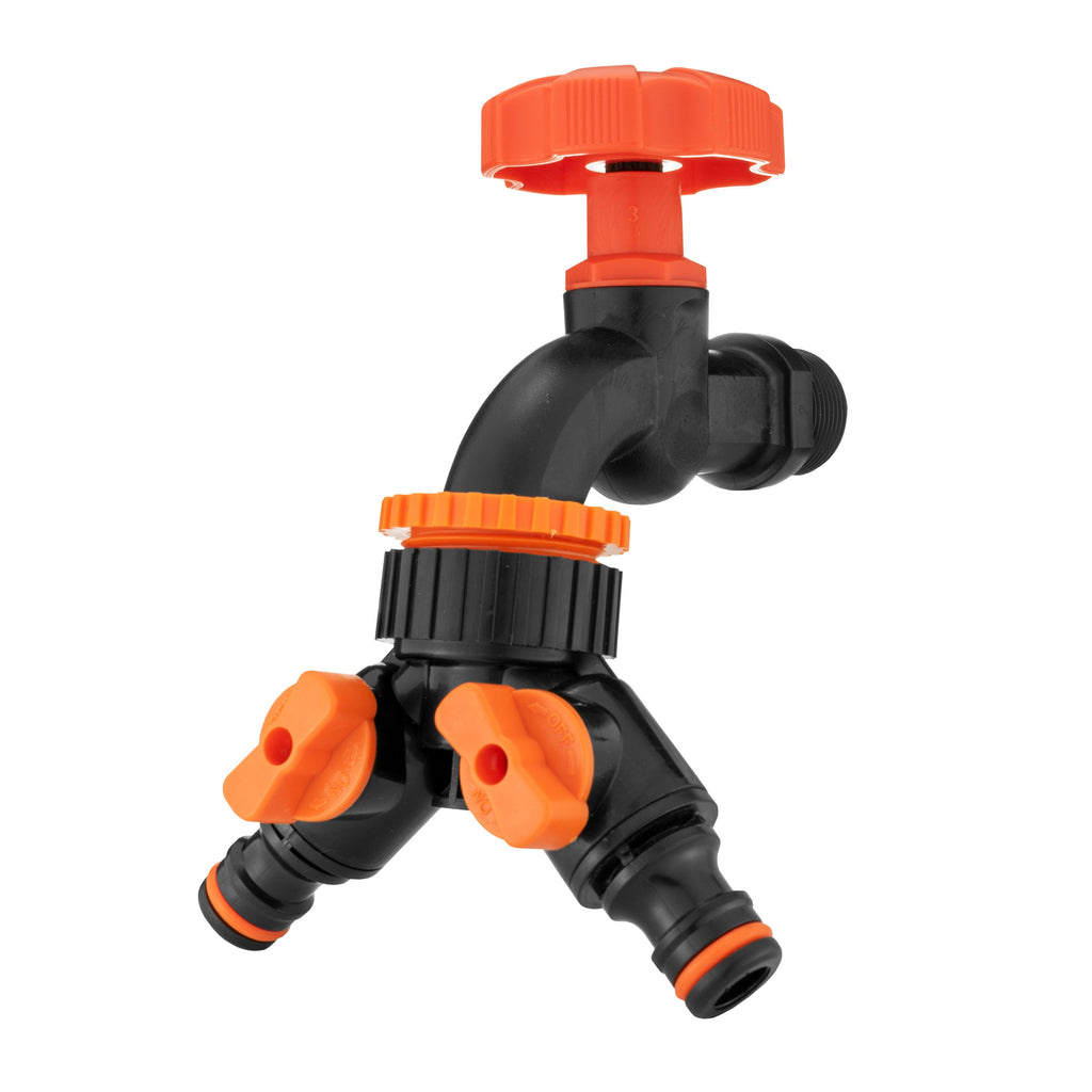 Water Butts Kit 3/4" PP Black Tap and Tap Splitter