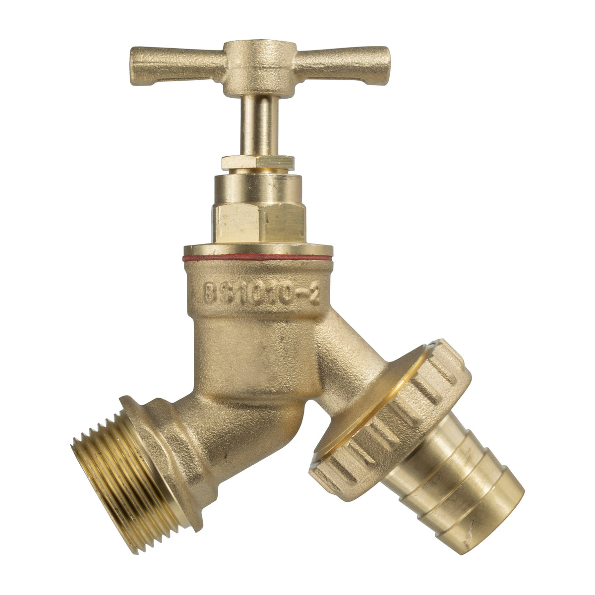 IBC S60x6 M-F Extender Swivel with S60x6 Cap and ½” Barb Brass Bib Tap
