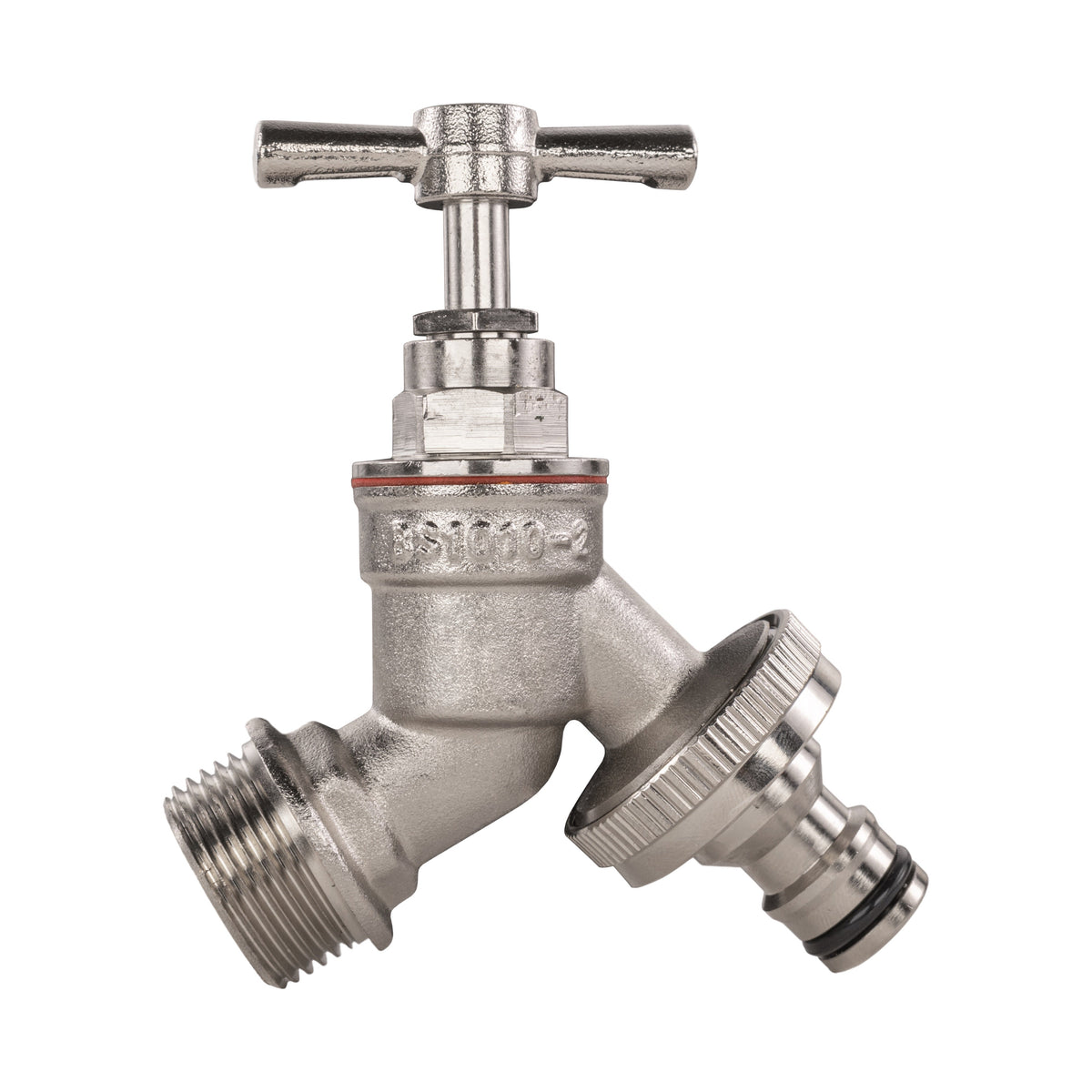 Garden Bib Tap Brass Nickle Plated 3/4" BSPM Inlet + Snap-On Male