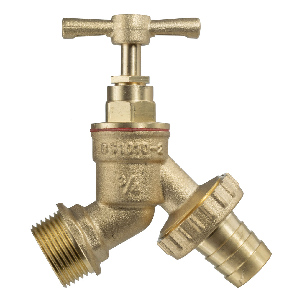 22mm Brass Wall Flange Kit with Brass Barbed Tap