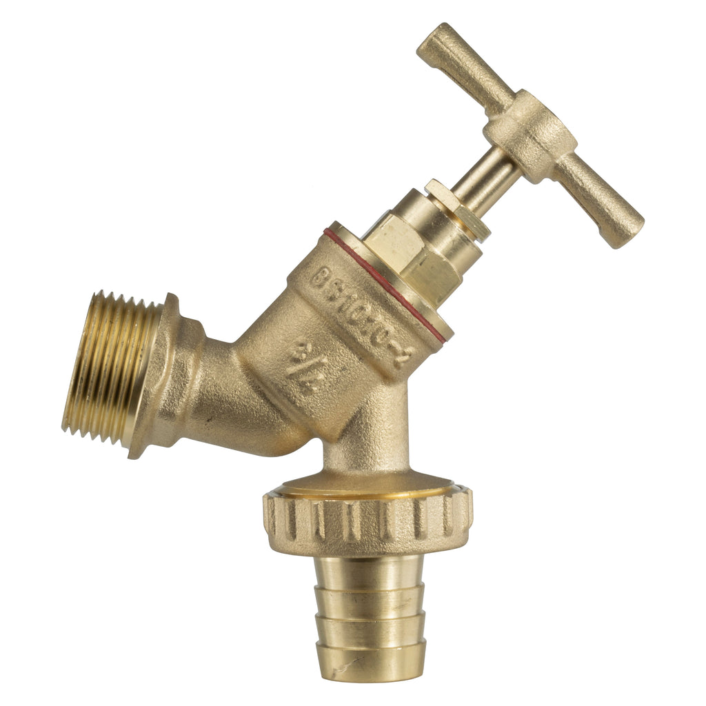 22mm Brass Wall Flange Kit with Brass Barbed Tap