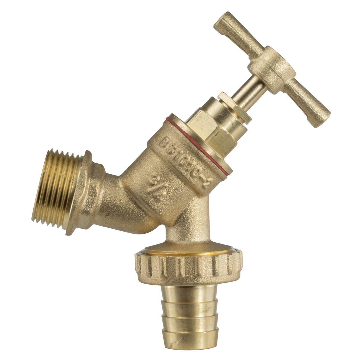 22mm Brass Wall Flange Kit with Brass Barbed Tap