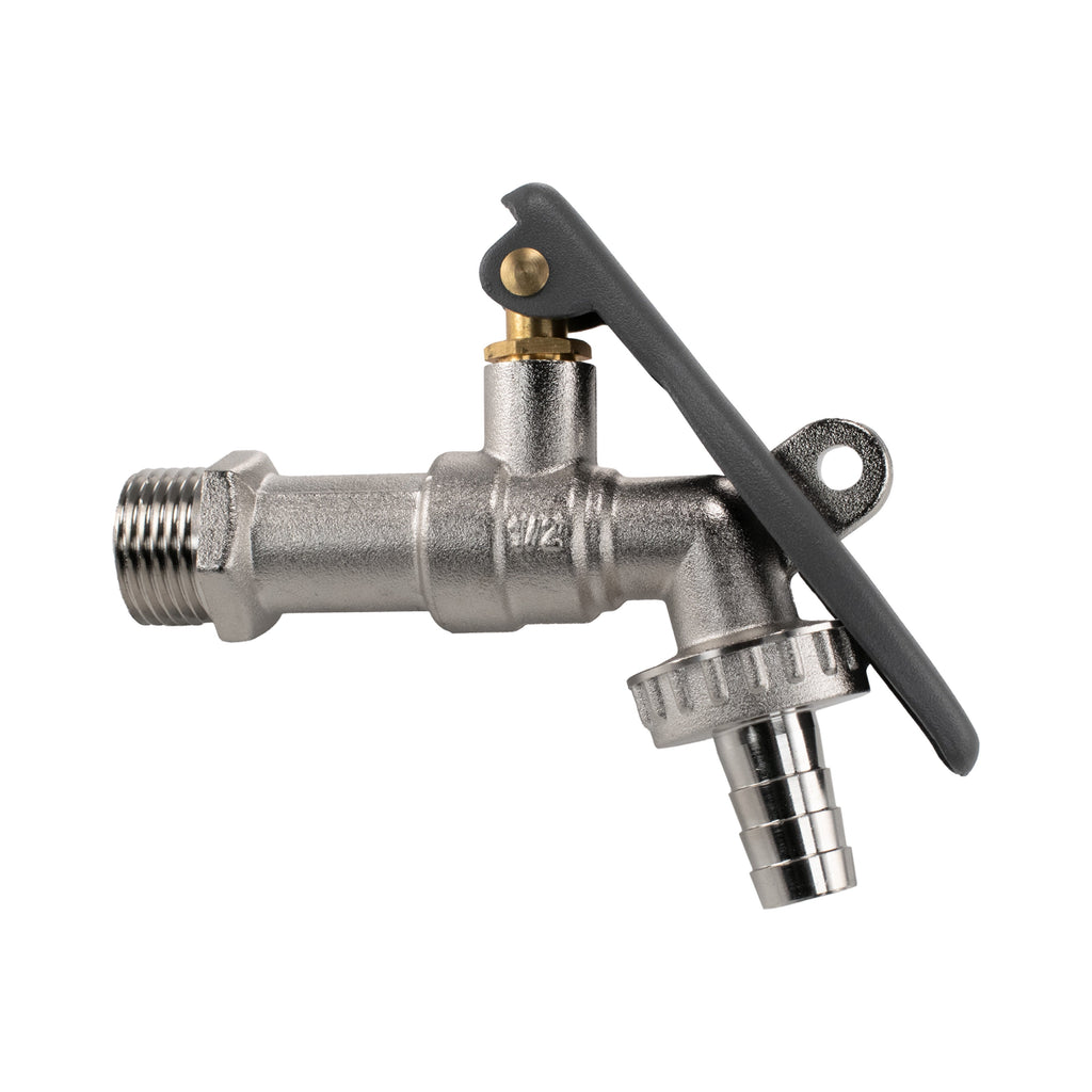 IBC 2" S60X6 - 1/2" BSP Cap with Lever Tap Hose Barb and Lever Lock