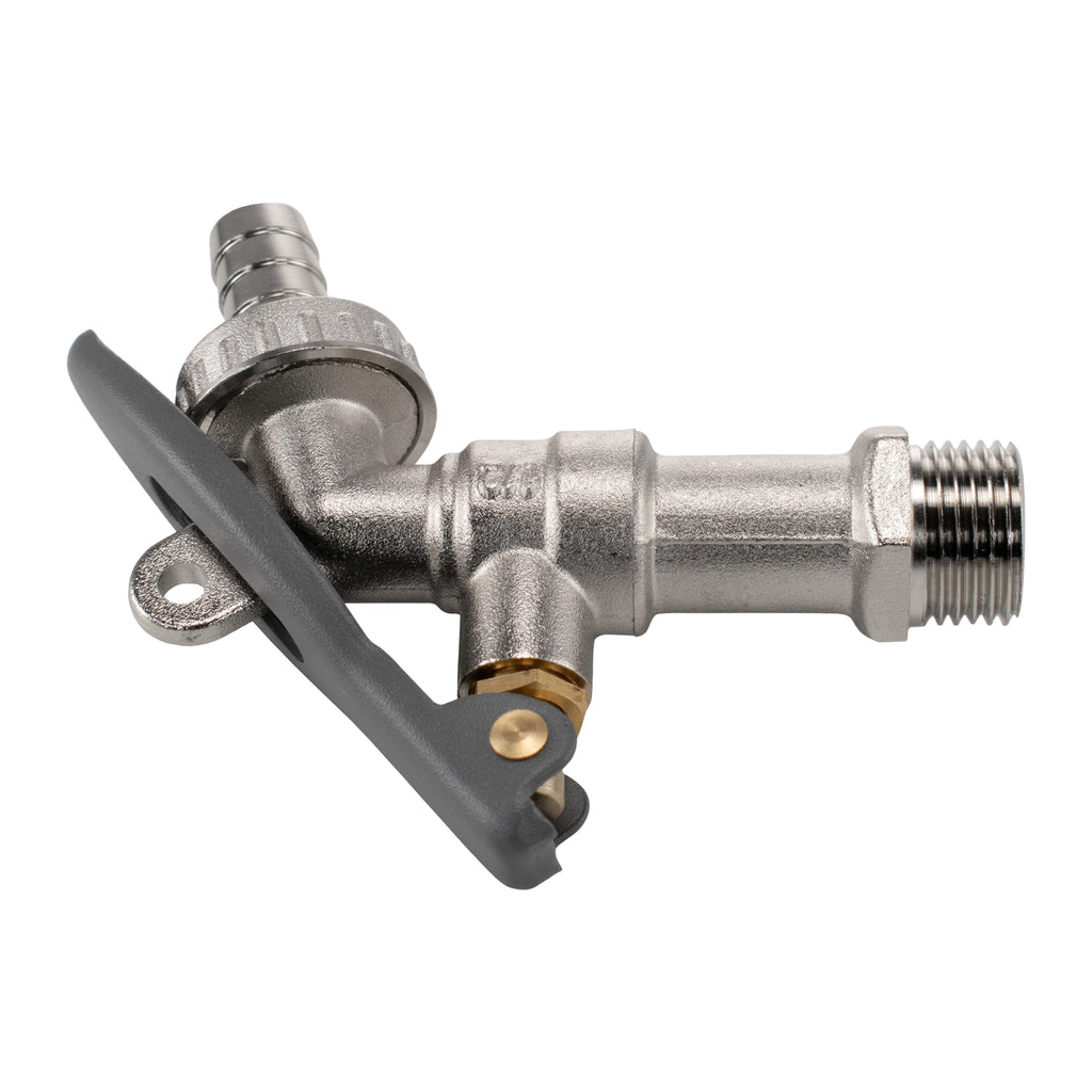 IBC 2" S60X6 - 1/2" BSP Cap with Lever Tap Hose Barb and Lever Lock