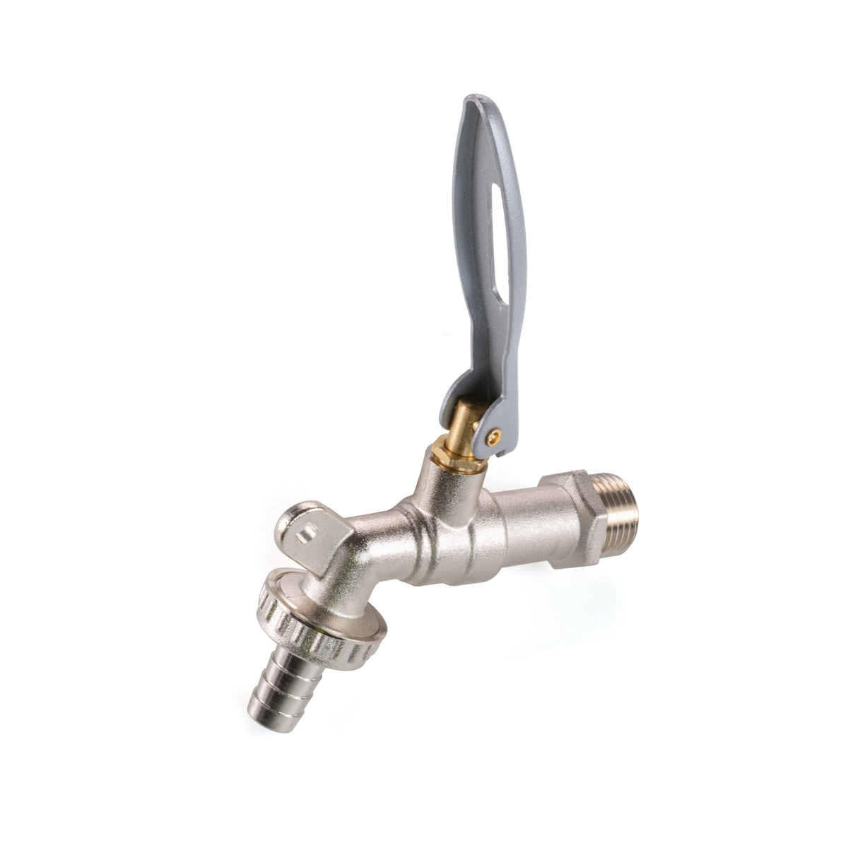 15mm Brass Wall Flange Kit with Lever Tap Hose Barb and Lever Lock